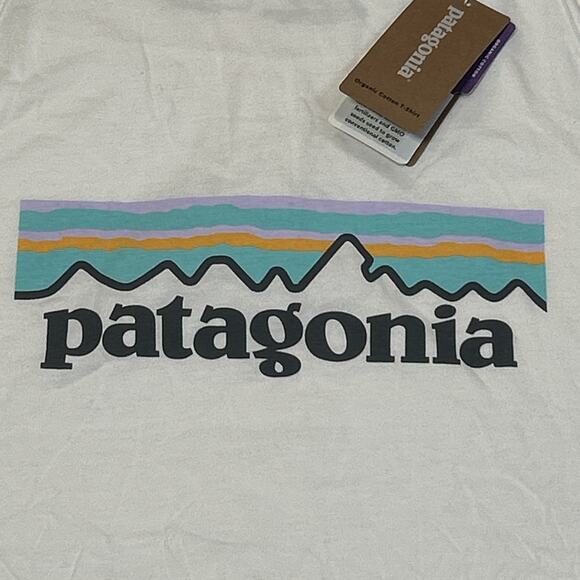 Patagonia Women’s Small Pastel P-6 Logo Organic Cotton High Neck Tank Top White - Picture 2 of 14